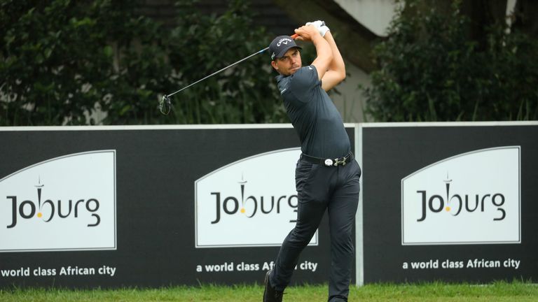 JOHANNESBURG, SOUTH AFRICA - FEBRUARY 23:  Haydn Porteous of South Africa hits his tee shot on the 1st during day one of the Joburg Open at the Royal Johan