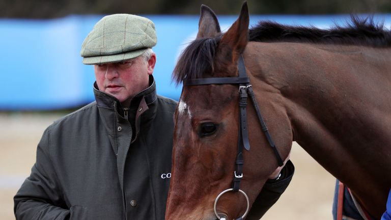 Colin Tizzard with Cue Card at his yard on Thursday