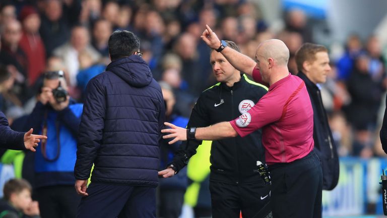 Huddersfield Town manager David Wagner is sent to the stands