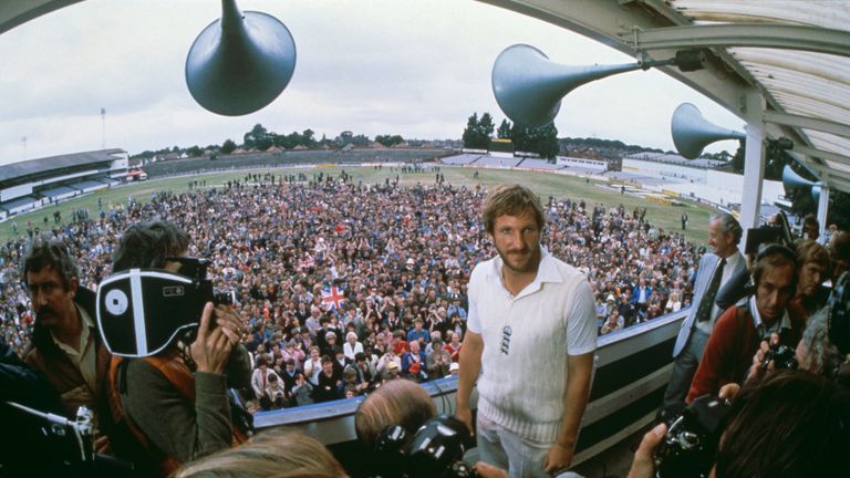 England cricket captain Ian Botham is interviewed after his historic performance in the third test match against Australia at Headingley