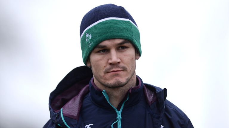 Maynooth , Ireland - 6 February 2017; Jonathan Sexton of Ireland during squad training at Carton House