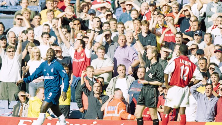 Jimmy Floyd Hasselbaink was sent off playing for Chelsea against Arsenal in 2001