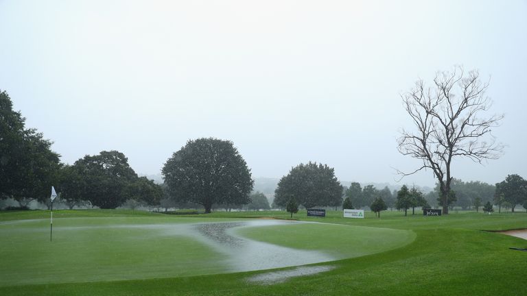 A  major storm suspends play for the day in the third round of the Joburg Open at Royal Johannesburg and Kensington
