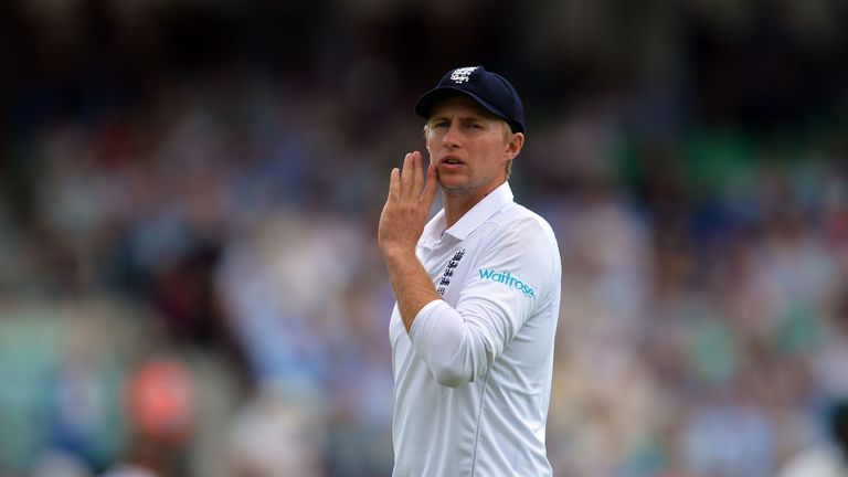 England's Joe Root in the field during play on the third day of the fourth test cricket match between England and Pakistan at the Oval in London on August 