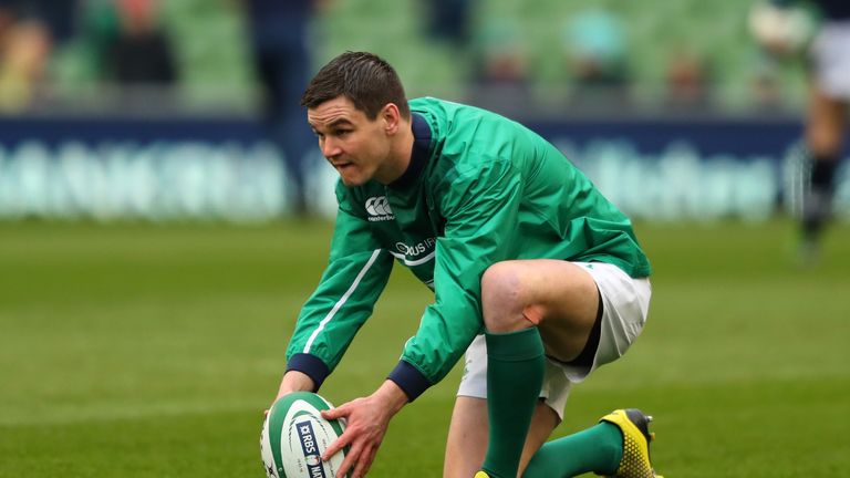 DUBLIN, IRELAND - MARCH 19:  Jonathan Sexton of Ireland warms up prior to kickoff during the RBS Six Nations match between Ireland and Scotland at the Aviv