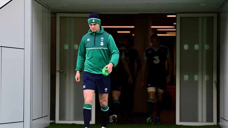 LONDON, ENGLAND - FEBRUARY 26 2016:  Jonathan Sexton of Ireland makes his way out onto the pitch during the Ireland Captains Run at Twickenham