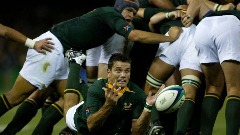 Joost van der Westhuizen in action during the 2003 Rugby World Cup Quarter Final between South Africa and New Zealand