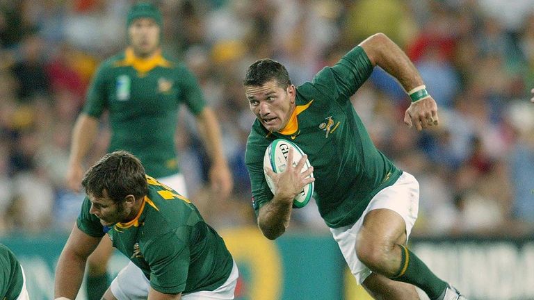 South Africa's Joost van der Westhuizen rin action during the Rugby World Cup 2003