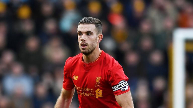 Jordan Henderson in action during the Premier League match against Hull City on February 4