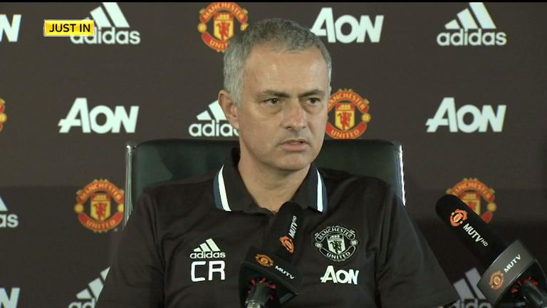 Jose Mourinho wears shirt showing Claudio Ranieri initials during press conference day after Italian is sacked as Leicester manager