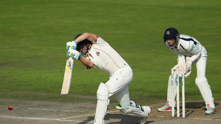 MANCHESTER, ENGLAND - SEPTEMBER 14: Liam Livingstone of Lancashire bats during day three of the Specsavers County Championship Division One match between L