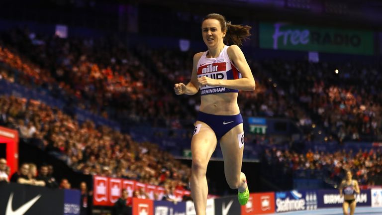 Laura Muir of Great Britain wins the women's 1000 metres