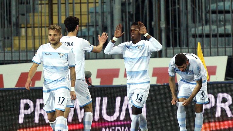 Keita Balde celebrates after scoring at Empoli