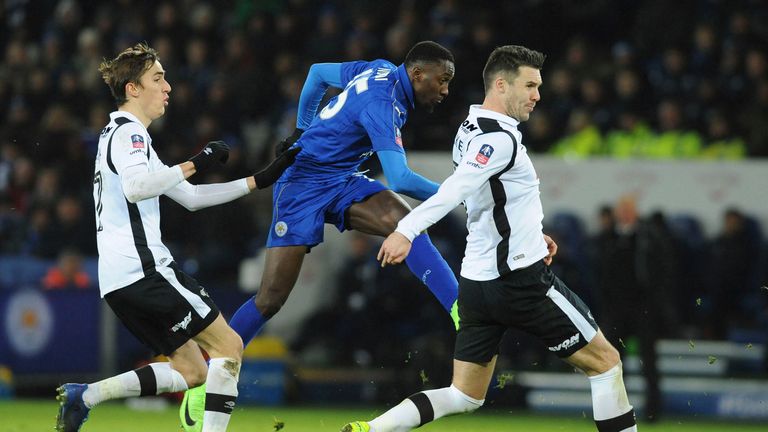 Leicester's Wilfred Ndidi scores against Leicester