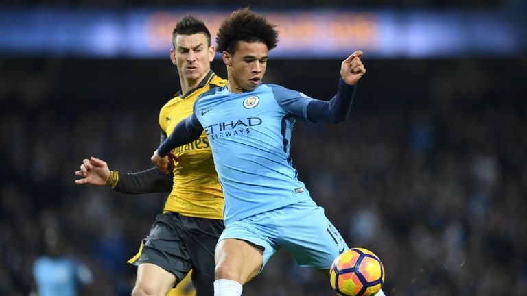 Leroy Sane scored his first Manchester City goal against Arsenal