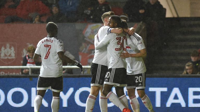 Fulham's Lucas Piazon (right) celebrates scoring his side's first goal of the game 