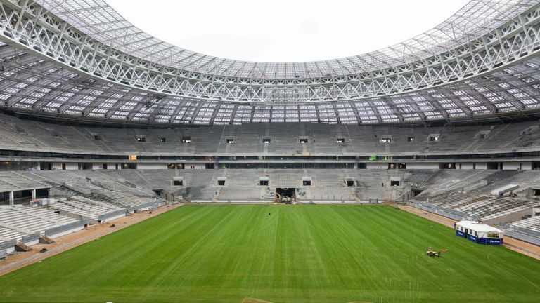 Luzhniki Stadium in Moscow during renovation works ahead the 2018 World Cup