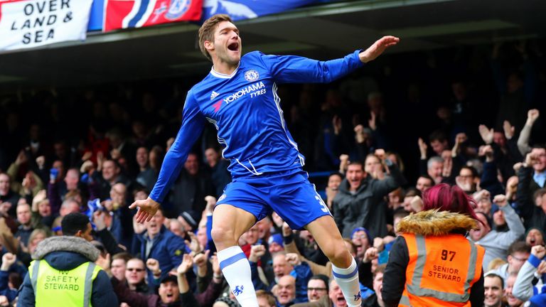 Marcos Alonso of Chelsea celebrates 