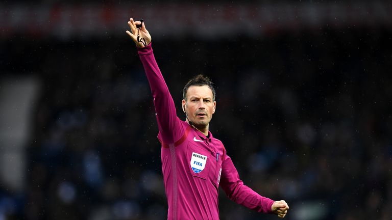 WEST BROMWICH, ENGLAND - FEBRUARY 25:  Referee Mark Clattenburg gestures during the Premier League match between West Bromwich Albion and AFC Bournemouth a