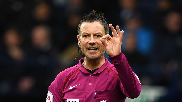 WEST BROMWICH, ENGLAND - FEBRUARY 25: Referee Mark Clattenburg gestures during the Premier League match between West Bromwich Albion and AFC Bournemouth at