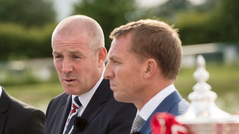 Mark Warburton and Celtic boss Brendan Rodgers 