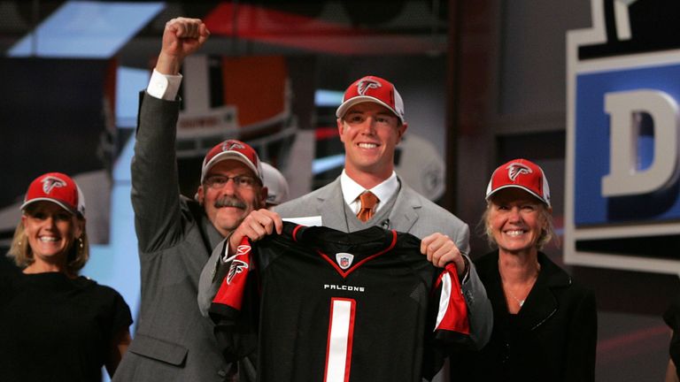 NEW YORK - APRIL 26:  Matt Ryan poses for a photo after being selected third overall by the Atlanta Falcons with family and friends during the 2008 NFL Dra