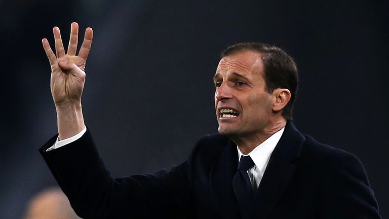 Juventus' coach Massimiliano Allegri gestures during the Italian Serie A football match between Juventus and Inter Milan on February 5, 2017 at the Juventu