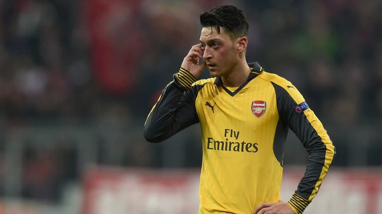 A dejected Mesut Ozil during Arsenal's humbling 5-1 defeat at Bayern Munich