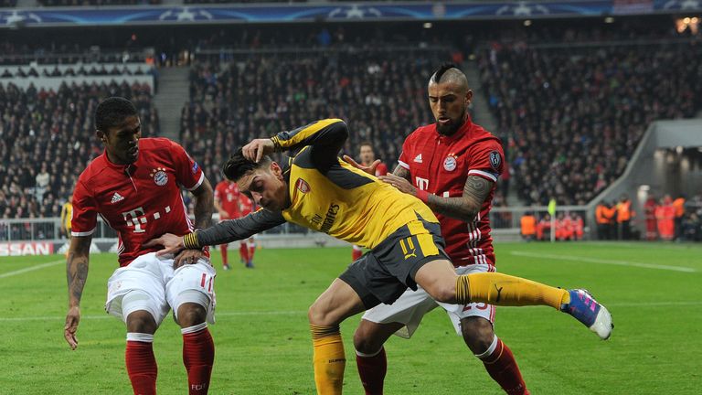 during the UEFA Champions League Round of 16 first leg match between FC Bayern Muenchen and Arsenal FC at 