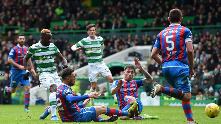 11/02/17 WILLIAM HILL SCOTTISH CUP FIFTH ROUND .  CELTIC v INVERNESS CT .  CELTIC PARK - GLASGOW .  Celtic's Moussa Dembele (left) scores their second goal