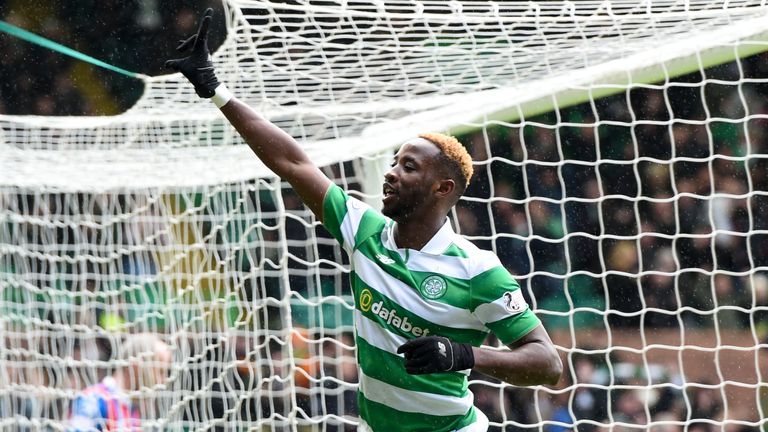 11/02/17 WILLIAM HILL SCOTTISH CUP FIFTH ROUND .  CELTIC v INVERNESS CT .  CELTIC PARK - GLASGOW .  Celtic's Moussa Dembele celebrates his hat-trick