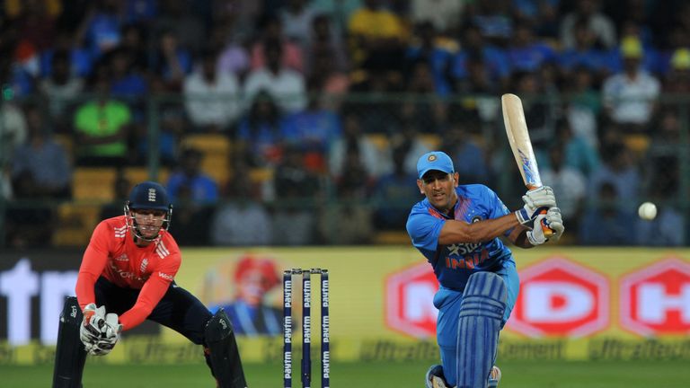 MS Dhoni hit his first T20I fifty at the 76th time of asking (Credit: AFP)