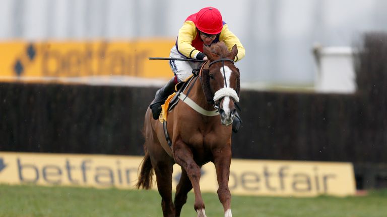 Native River comes home clear under Aidan Coleman to win the 2017 Betfair Chase at Newbury.