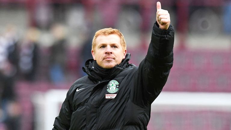 Hibernian manager Neil Lennon after the draw with Hearts