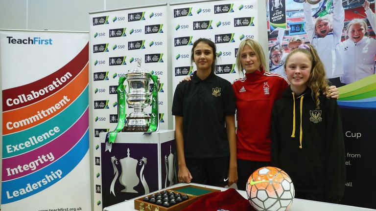 Andrea Bell and Farnborough Academy pupils conduct draw