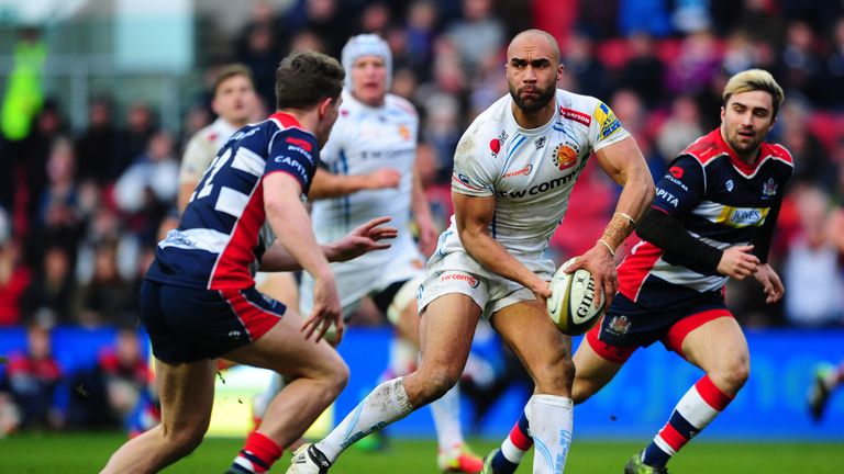 Olly Woodburn of Exeter Chiefs makes a break