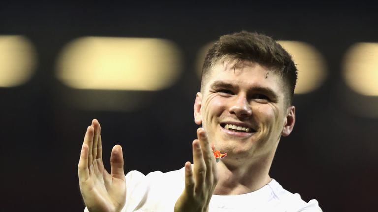 CARDIFF, WALES - FEBRUARY 11:  Owen Farrell of England celebrates their victory during the RBS Six Nations match between Wales and England at the Principal