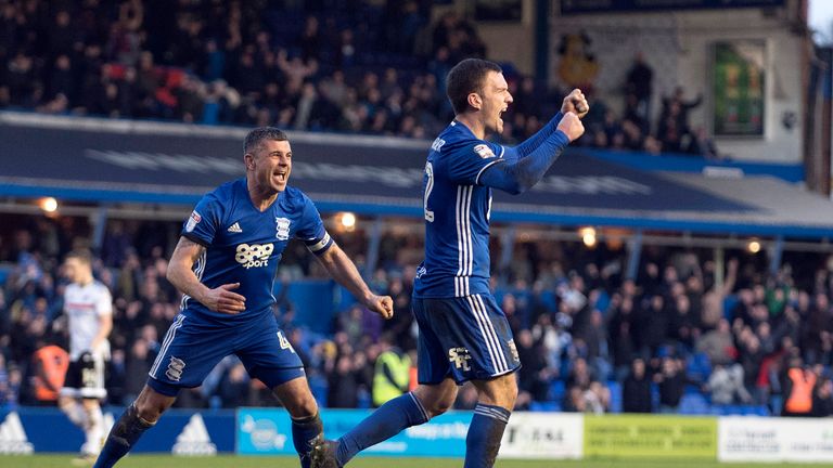 Paul Robinson and Craig Gardner of Birmingham City celebrates after the Sky Bet Championship match between Birmingham City and Fulham