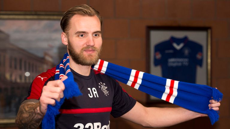 New Rangers goalkeeper Jak Alnwick gets familiar with his new surroundings