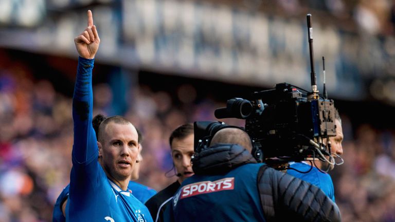 Rangers striker Kenny Miller celebrates his winner in the last round against Motherwell 