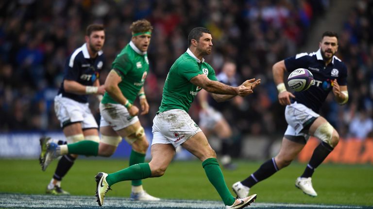 EDINBURGH, SCOTLAND - FEBRUARY 04:  Ireland player Rob Kearney  in action during the RBS Six Nations match between Scotland and Ireland at Murrayfield Stad