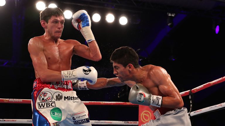 CHAMPIONSHIP BOXING.HULL ICE ARENA,HULL 25/2/17.PIC;LAWRENCE LUSTIG.VACANT WBC SUPER BANTAMWEIGHT CHAMPIONSHIP 8ST 10LBS.GAVIN MCDONNELL V REY VARGAS