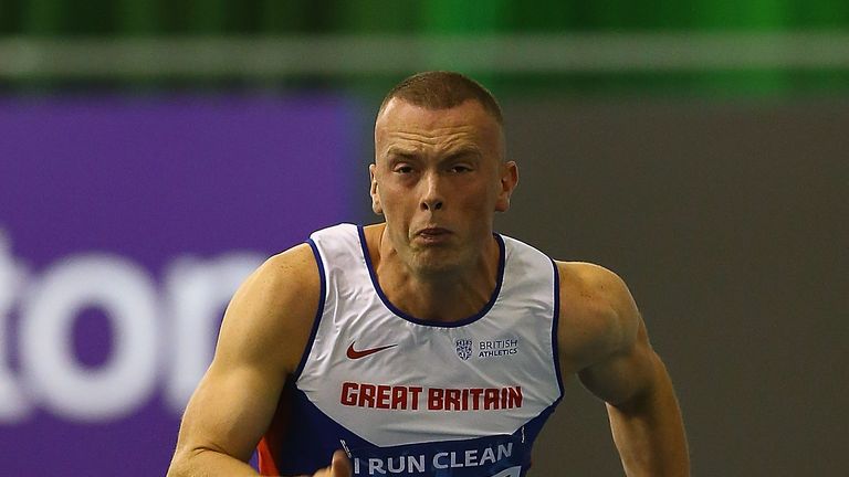SHEFFIELD, ENGLAND - FEBRUARY 27:  Richard Kilty of Middlesborough in action during the Mens 60m heats during day one of the Indoor British Championships  