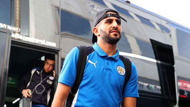 LONDON, ENGLAND - FEBRUARY 18:  Riyad Mahrez of Leicester City arrives at the stadium prior to The Emirates FA Cup Fifth Round match between Millwall and L