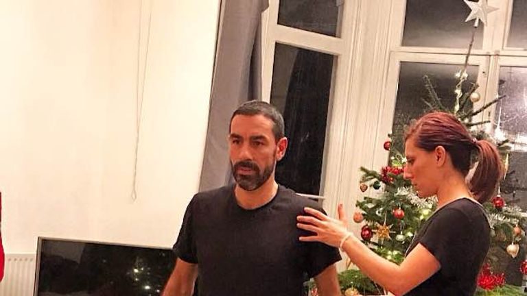 Robert Pires and football yoga expert Sharon Heidaripour 