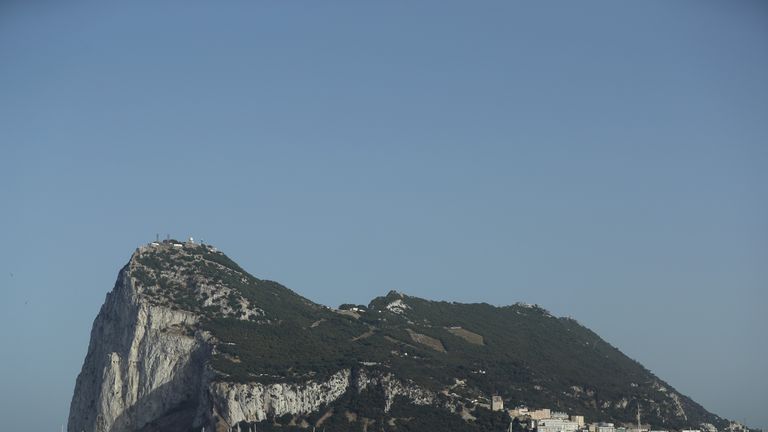 The Rock of Gibraltar stands on June 23, 2016 as viewed from La Linea de la Concepcion, Spain
