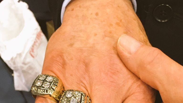 Rocky Bleier was a fascinating interview, and he was even kind enough to show me his four Super Bowl rings