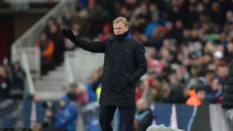 Everton manager Ronald Koeman on the touchline during the Premier League match at the Riverside Stadium, Middlesbrough.