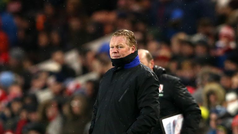MIDDLESBROUGH, ENGLAND - FEBRUARY 11: Ronald Koeman, Manager of Everton looks on during the Premier League match between Middlesbrough and Everton at River