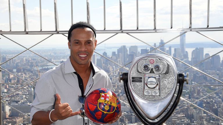 Ronaldinho attended the September opening of Barcelona's office in New York